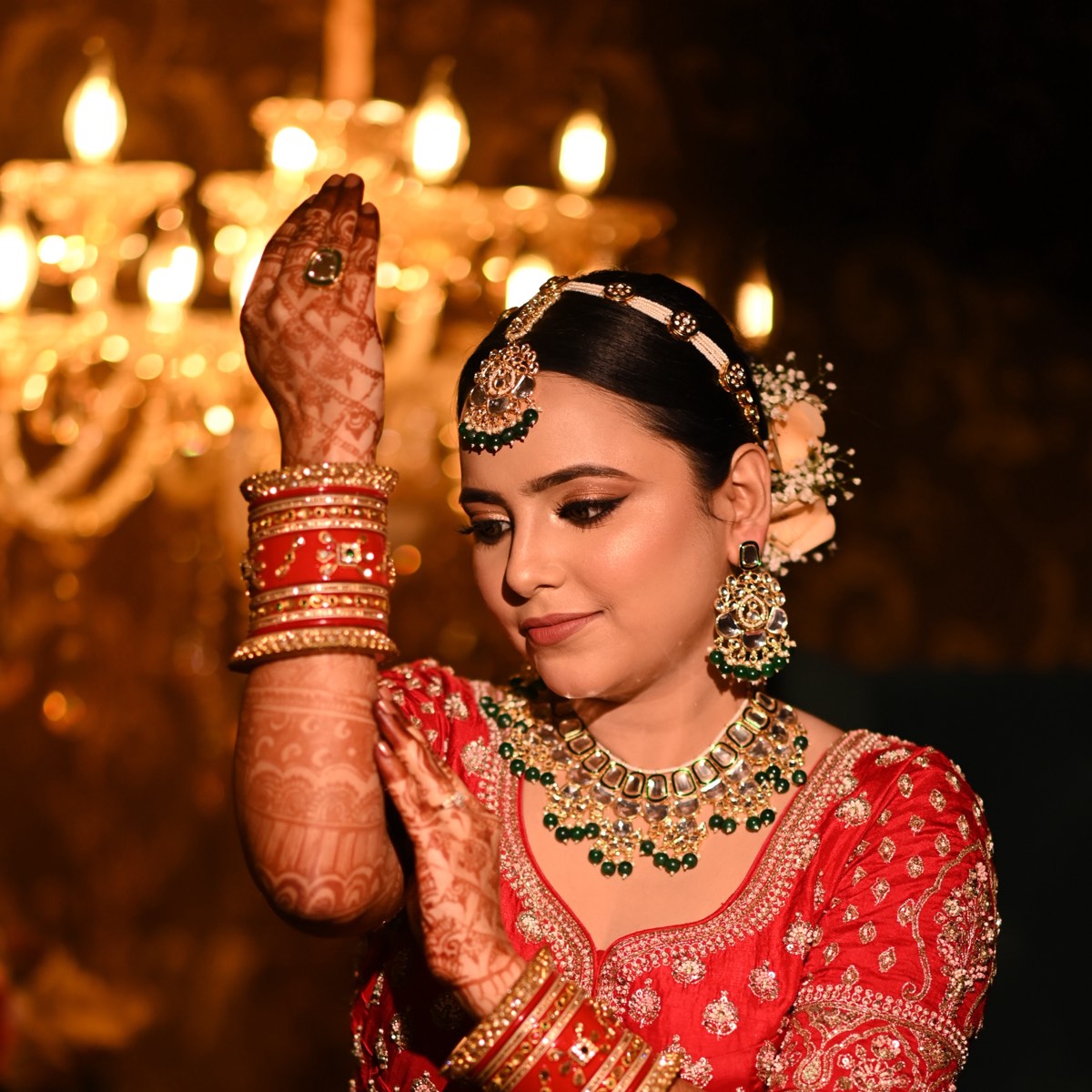 Bride wearing full bridal makeup by Face Stories by Bushra